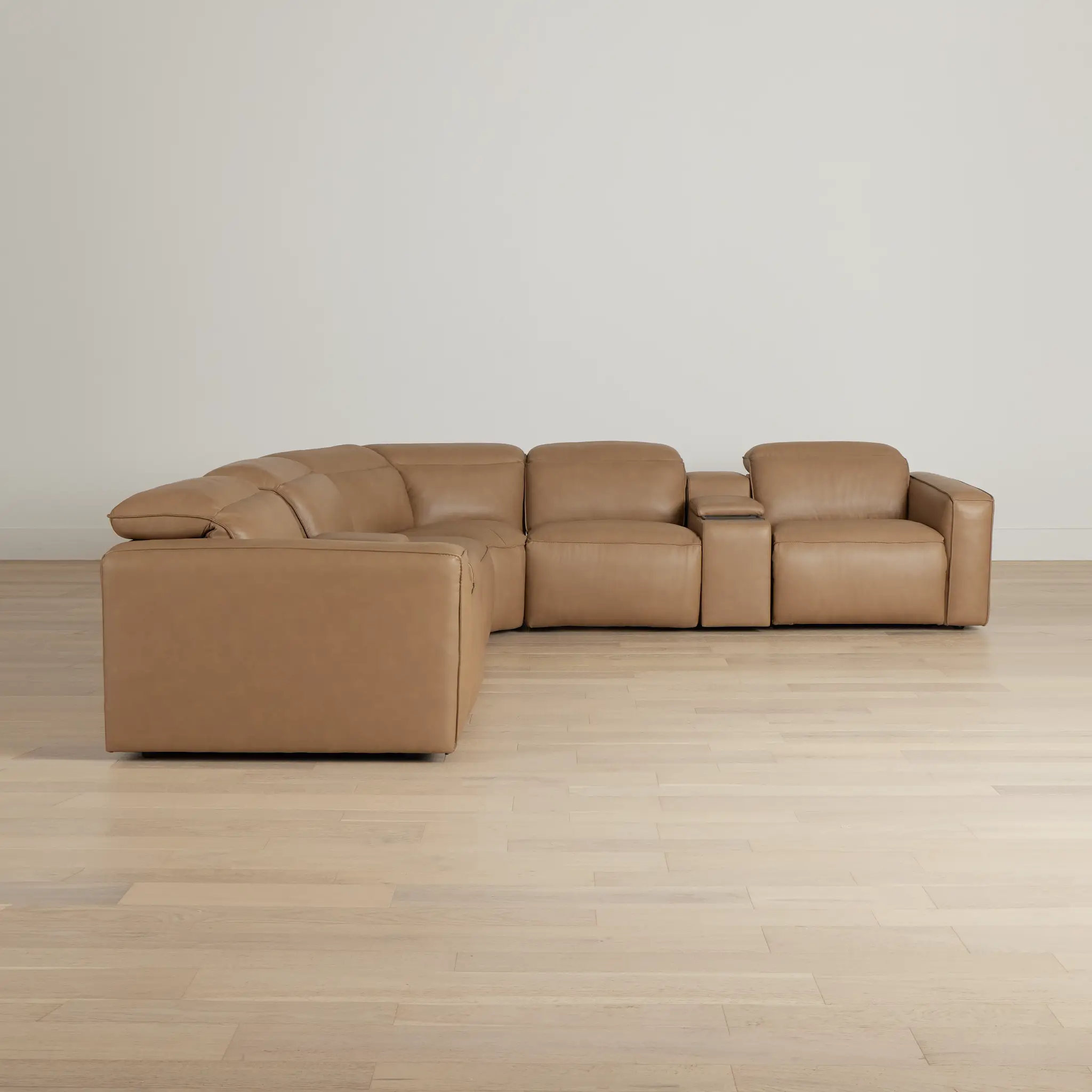 Ryland Brown Lthr/vinyl Medium Triple Power 2-arm Sectional Ryland Brown Lthr/vinyl Medium Triple Power 2-arm Sectional