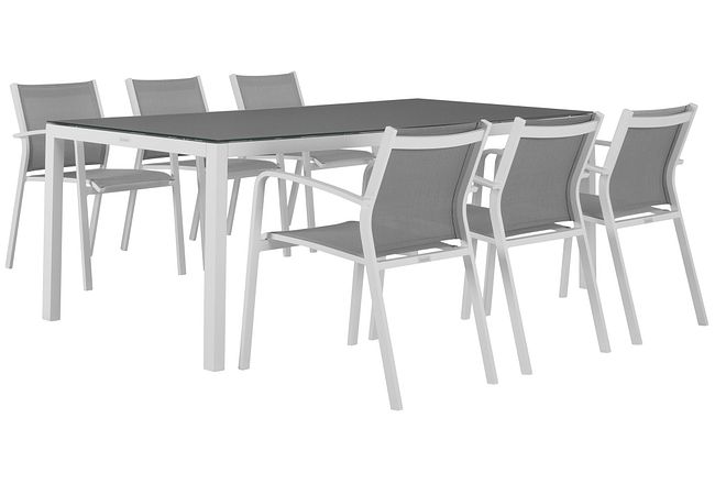 Lisbon Gray 86" Rectangular Table & 4 Chairs