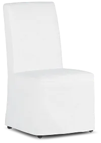 Harbor White Long Slipcover Chair With Dark-tone Leg