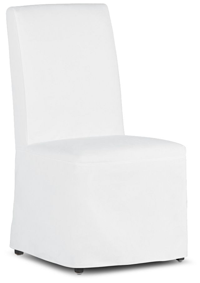 Harbor White Long Slipcover Chair With Dark-tone Leg