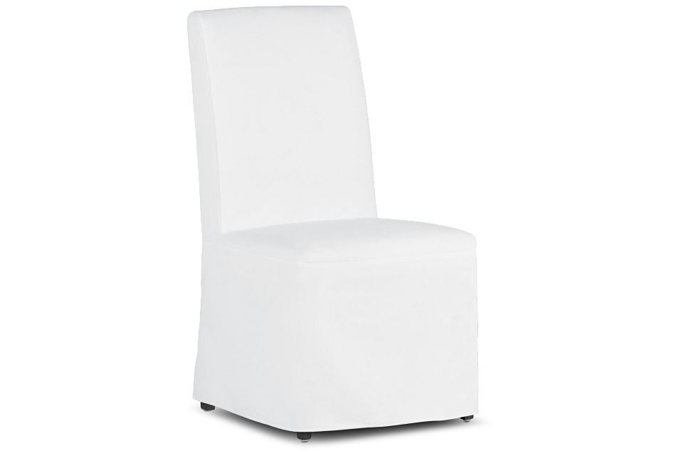 Harbor White Long Slipcover Chair With Darktone Leg