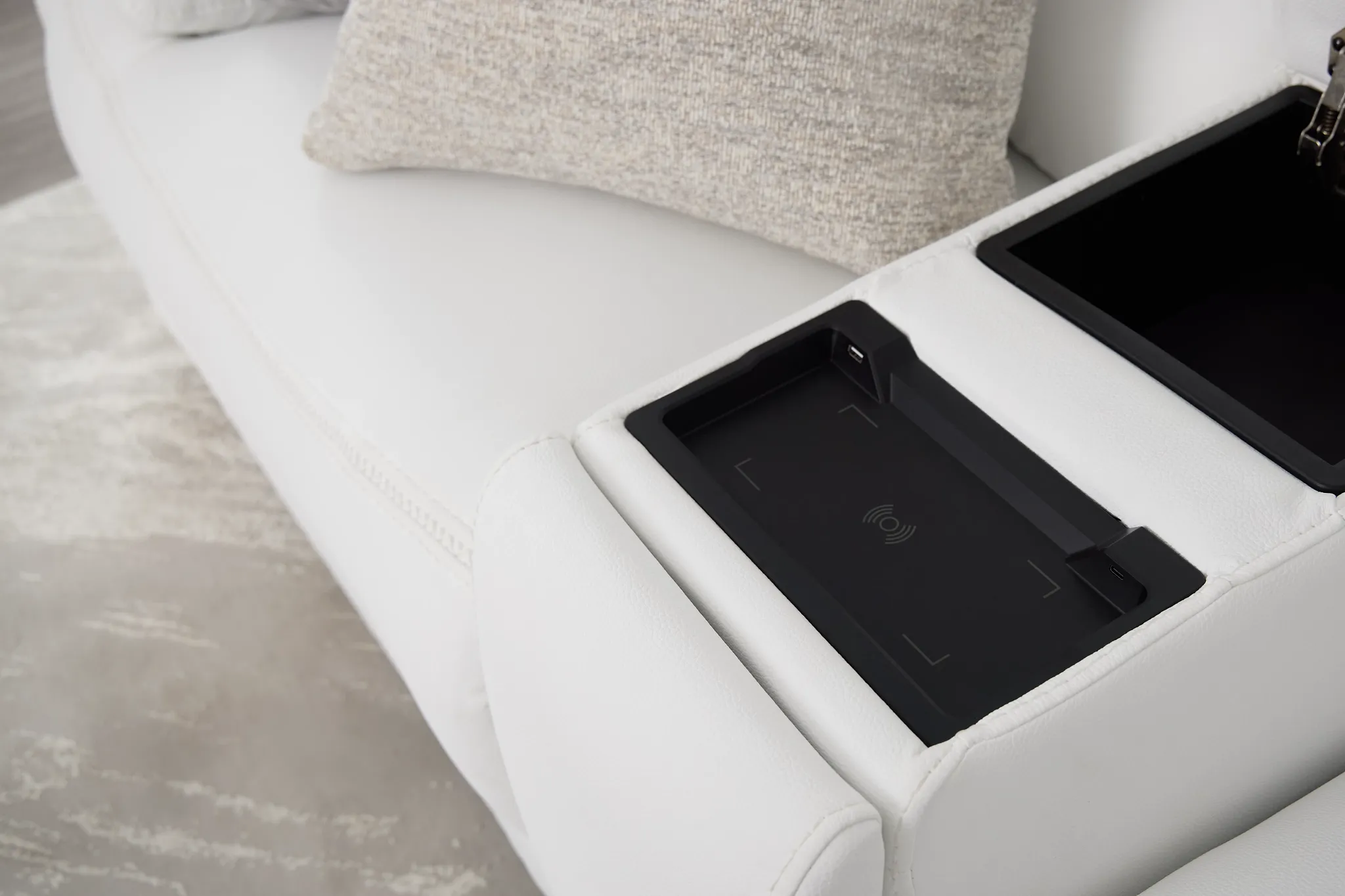 Jett White Micro Medium Triple Power 2-arm Sectional