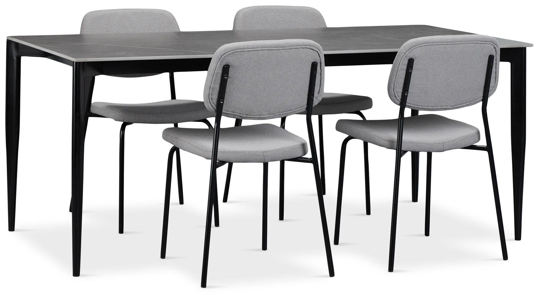 Andover Gray Rect Table & 4 Gray Upholstered Chairs