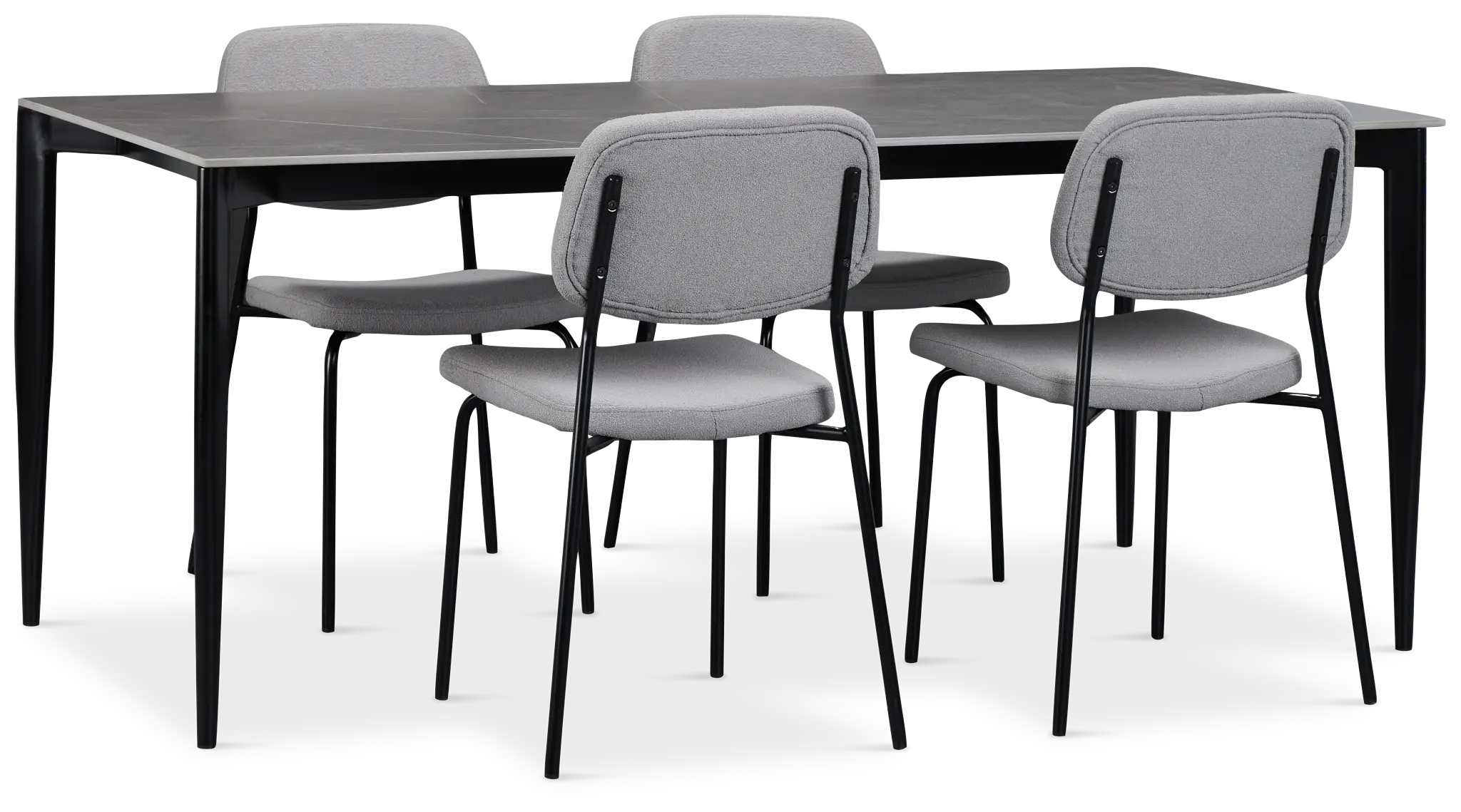 Andover Gray Rect Table & 4 Gray Upholstered Chairs Andover Gray Rect Table & 4 Gray Upholstered Chairs