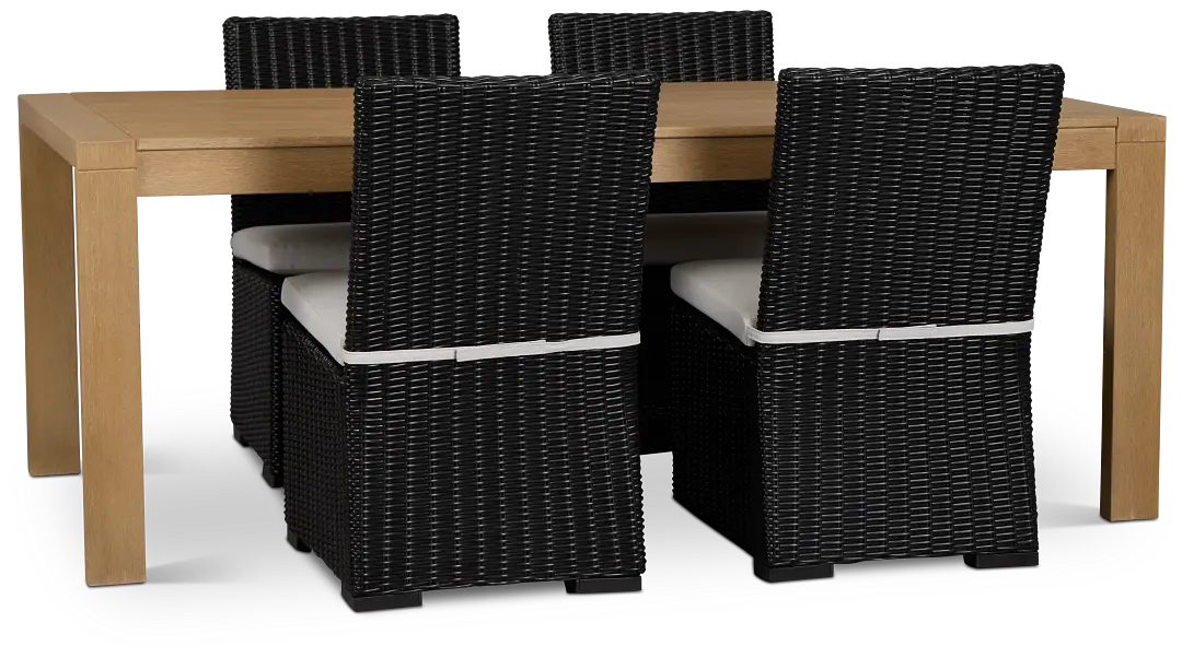 Montecito Mid Tone Rectangular Table & 4 Light Beige Cushioned Chairs Montecito Mid Tone Rectangular Table & 4 Light Beige Cushioned Chairs