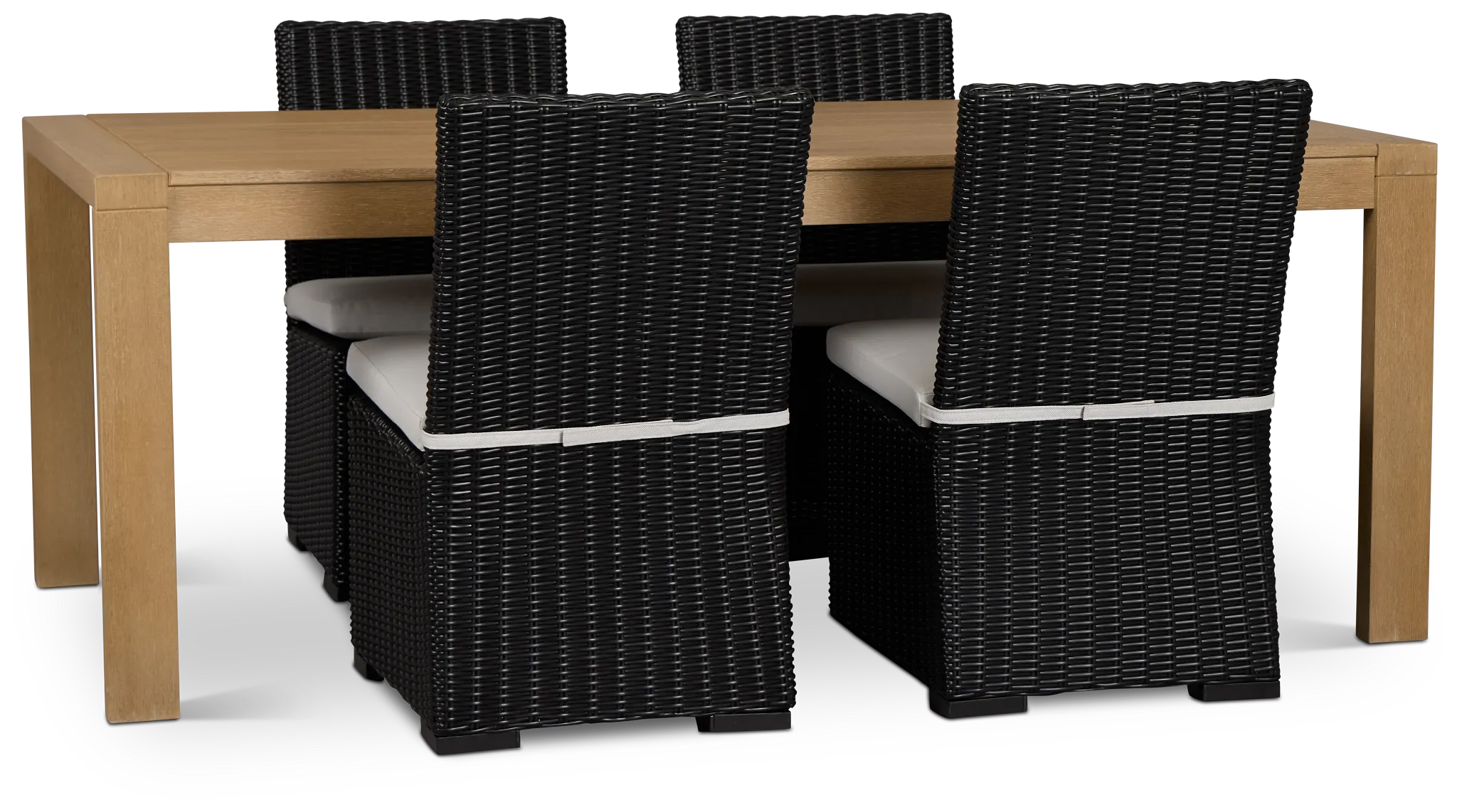 Montecito Mid Tone Rectangular Table & 4 Light Beige Cushioned Chairs