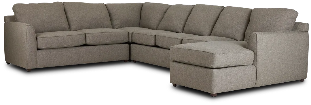 Asheville Brown Fabric Large Right Chaise Sectional