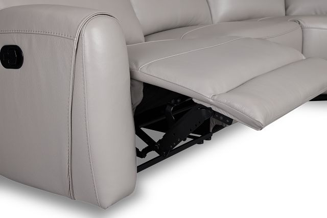Walker Light Gray Lthr/vinyl Medium Dual Manual 2-arm Sectional