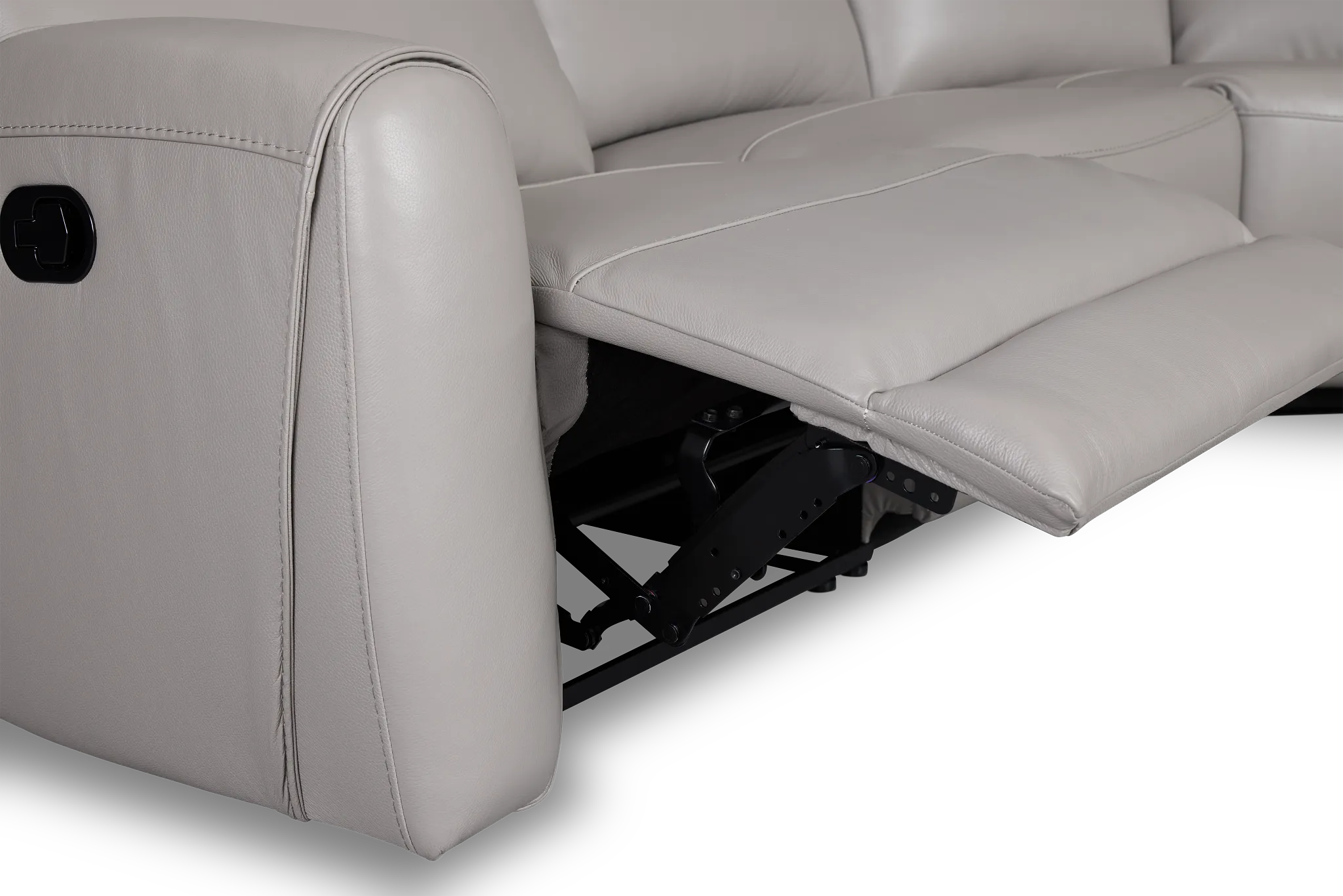 Walker Light Gray Lthr/vinyl Medium Dual Manual 2-arm Sectional