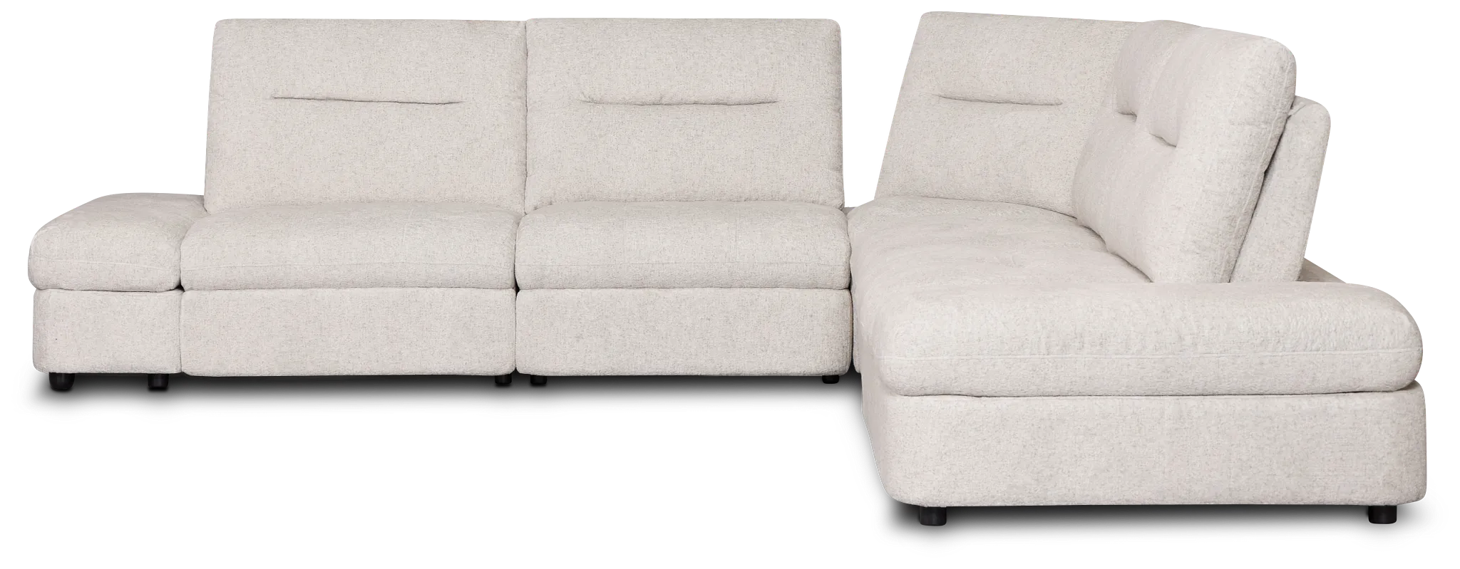 Mila Light Beige Fabric Small Triple Power Reclining Two-arm Sectional