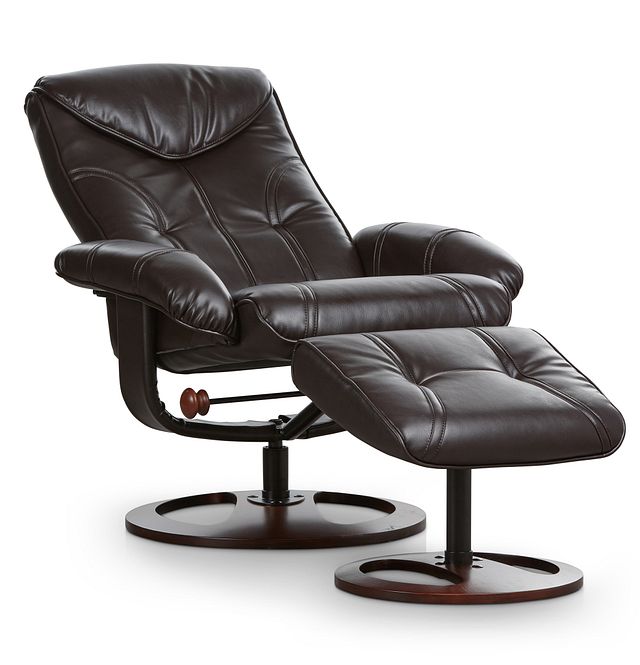 Willis Dark Brown Micro Recliner & Ottoman