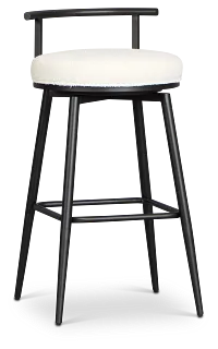 Osaka Black Fabric Adjustable Upholstered Swivel Barstool