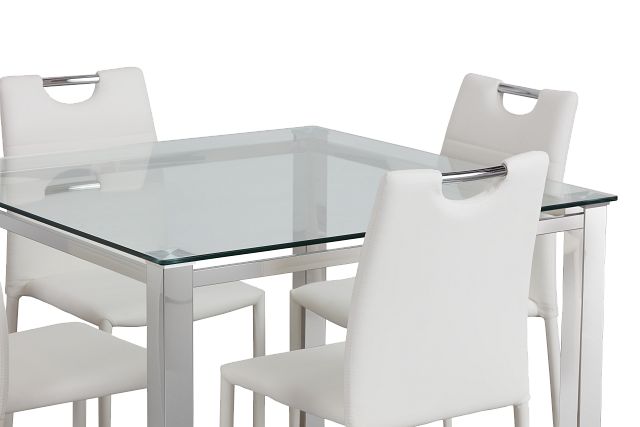 Skyline White Square Table & 4 Upholstered Chairs