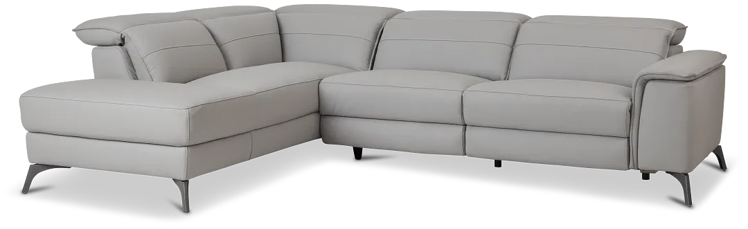 Pearson Gray Leather Left Bumper Sectional