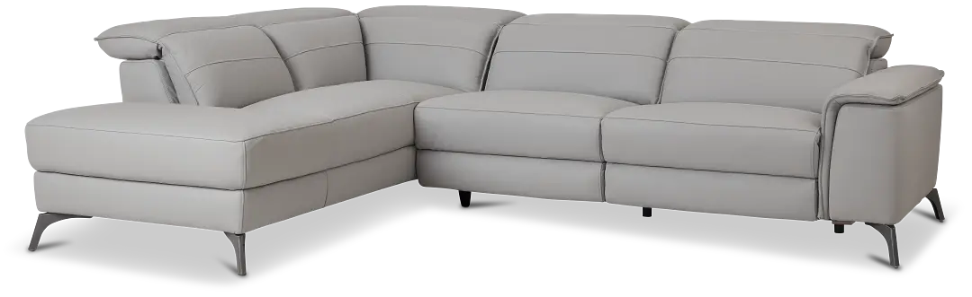 Pearson Gray Leather Left Bumper Sectional Pearson Gray Leather Left Bumper Sectional