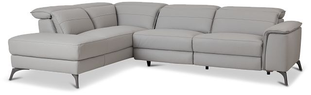 Pearson Gray Leather Left Bumper Sectional