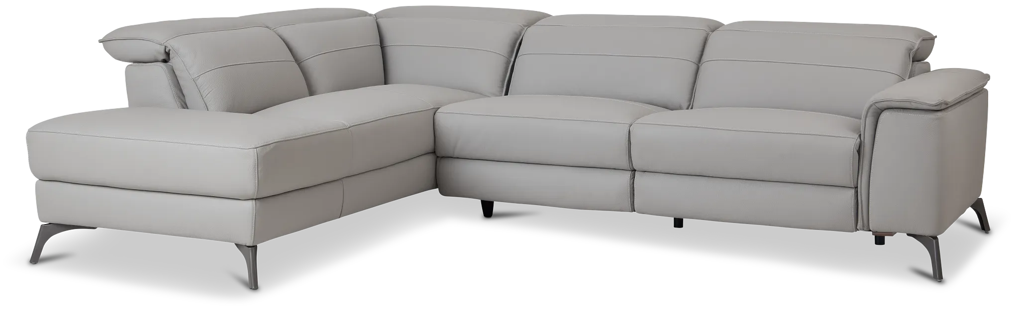 Pearson Gray Leather Left Bumper Sectional
