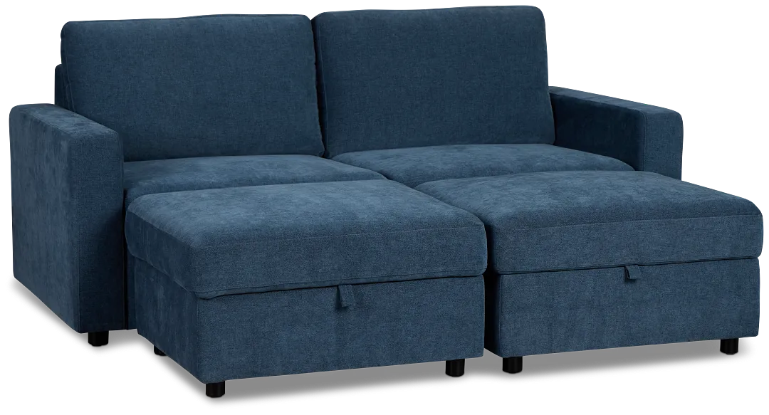 Addie Blue Fabric 4-piece Pit Storage Sectional