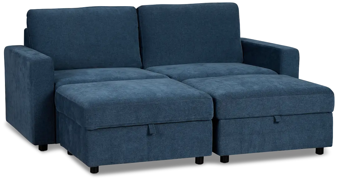 Addie Blue Fabric 4-piece Pit Storage Sectional Addie Blue Fabric 4-piece Pit Storage Sectional