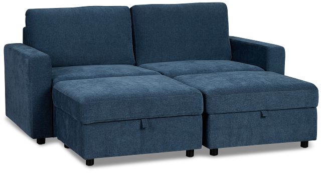 Addie Blue Fabric 4-piece Pit Storage Sectional