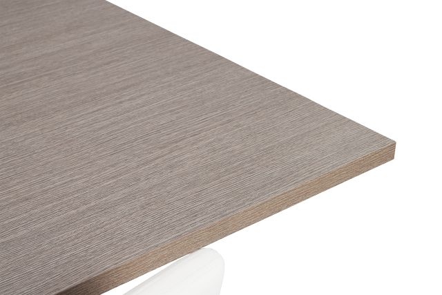 Lucca Gray Rect Table & 4 White Upholstered Chairs