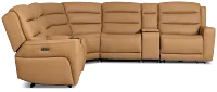 Wilder Brown Leather Large Dual Power Reclining Two-arm Sectional