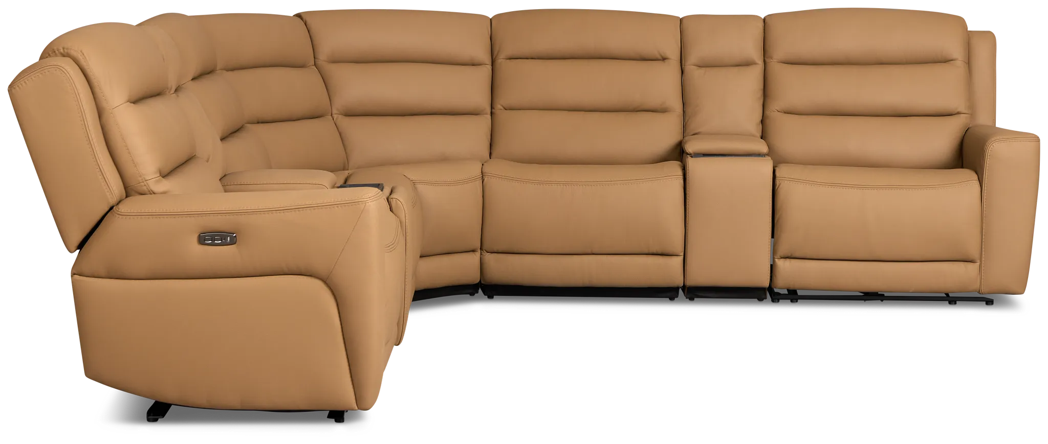Wilder Brown Leather Large Dual Power Reclining Two-arm Sectional