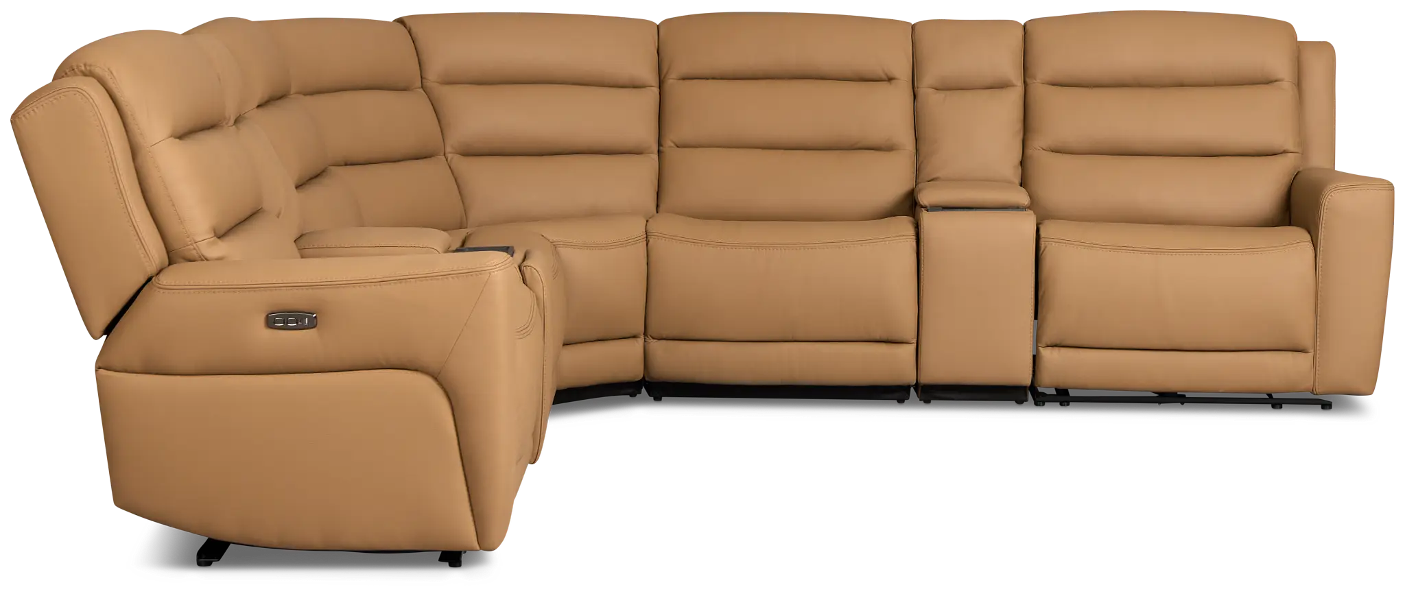 Wilder Brown Leather Large Dual Power Reclining Two-arm Sectional Wilder Brown Leather Large Dual Power Reclining Two-arm Sectional