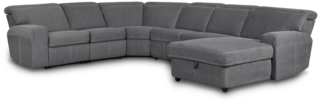 Callum Dark Gray Storage Small Right Reclining Chaise Sleeper Sectional