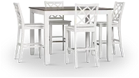 Edgartown Two-tone Square High Table & 4 White Wood Barstools