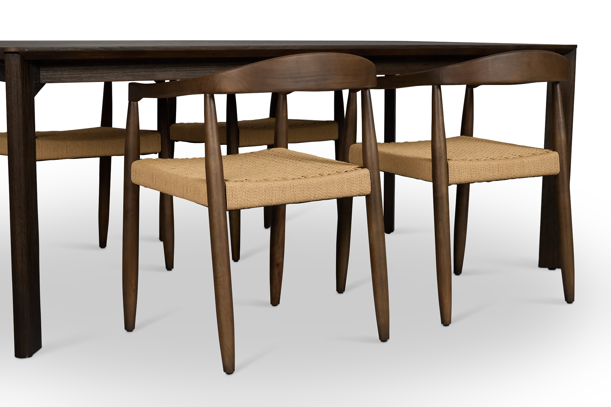 Santorini Dark Tone Rect Table & 4 Curved Chairs