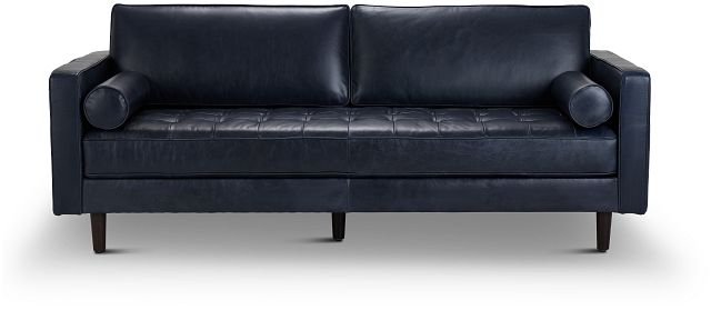 Ezra Blue Leather Sofa (3)