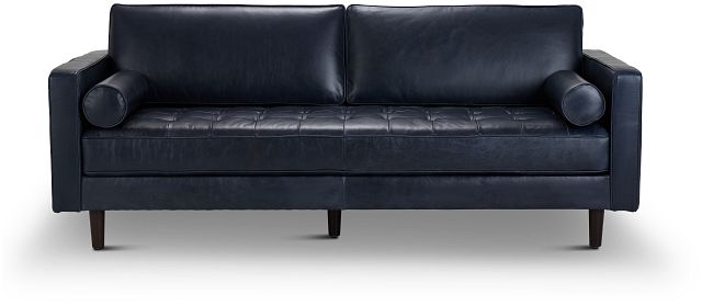 Ezra Blue Leather Sofa