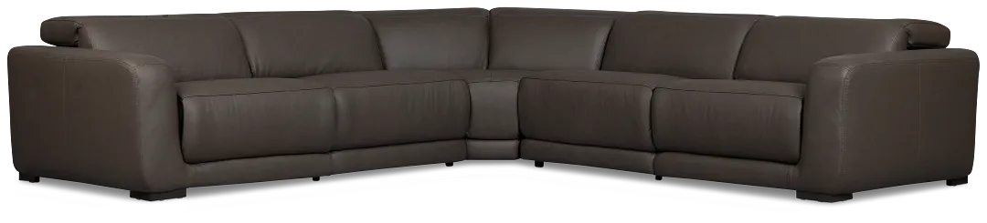 Kieran Dark Brown Lthr/vinyl Small Triple Power Reclining Two-arm Sectional
