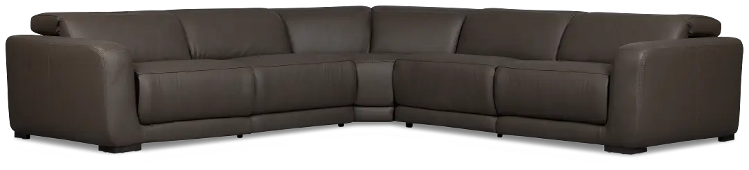 Kieran Dark Brown Lthr/vinyl Small Triple Power Reclining Two-arm Sectional Kieran Dark Brown Lthr/vinyl Small Triple Power Reclining Two-arm Sectional