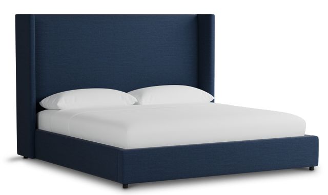 Captiva Peyton Dark Blue 60" Upholstered Shelter Bed