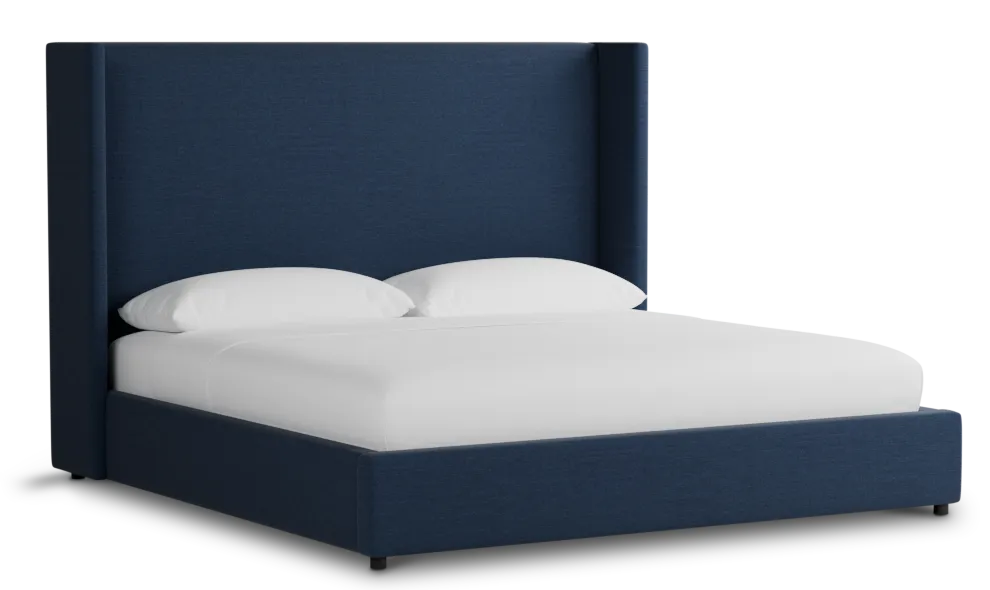Captiva Peyton Dark Blue 60" Upholstered Shelter Bed