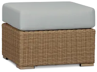 Montecito Light Tone Small Ottoman With Light Blue Cushions