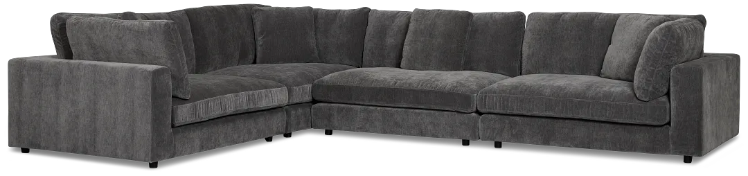 Lounge Dark Gray Fabric 2-arm Right Facing Sectional