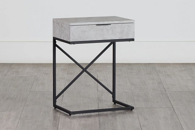 Esher Light Gray Metal Nightstand