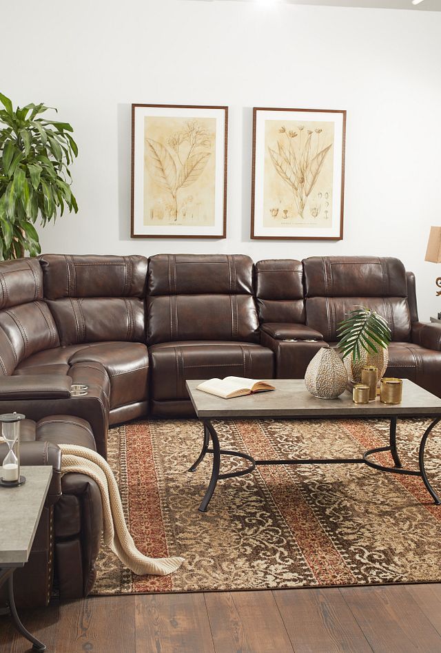 Hunter Dark Brown Micro Small Two-arm Power Reclining Sectional