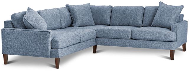 Morgan Blue Fabric Small Right 2-arm Sectional W/ Wood Legs (1)