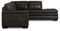 Braden Dark Gray Leather Small Right Bumper Sectional