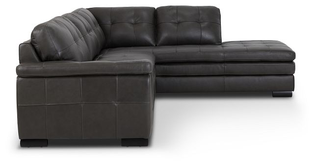 Braden Dark Gray Leather Small Right Bumper Sectional