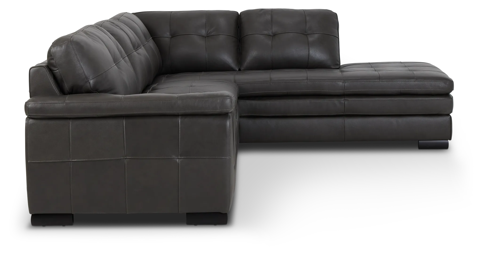 Braden Dark Gray Leather Small Right Bumper Sectional