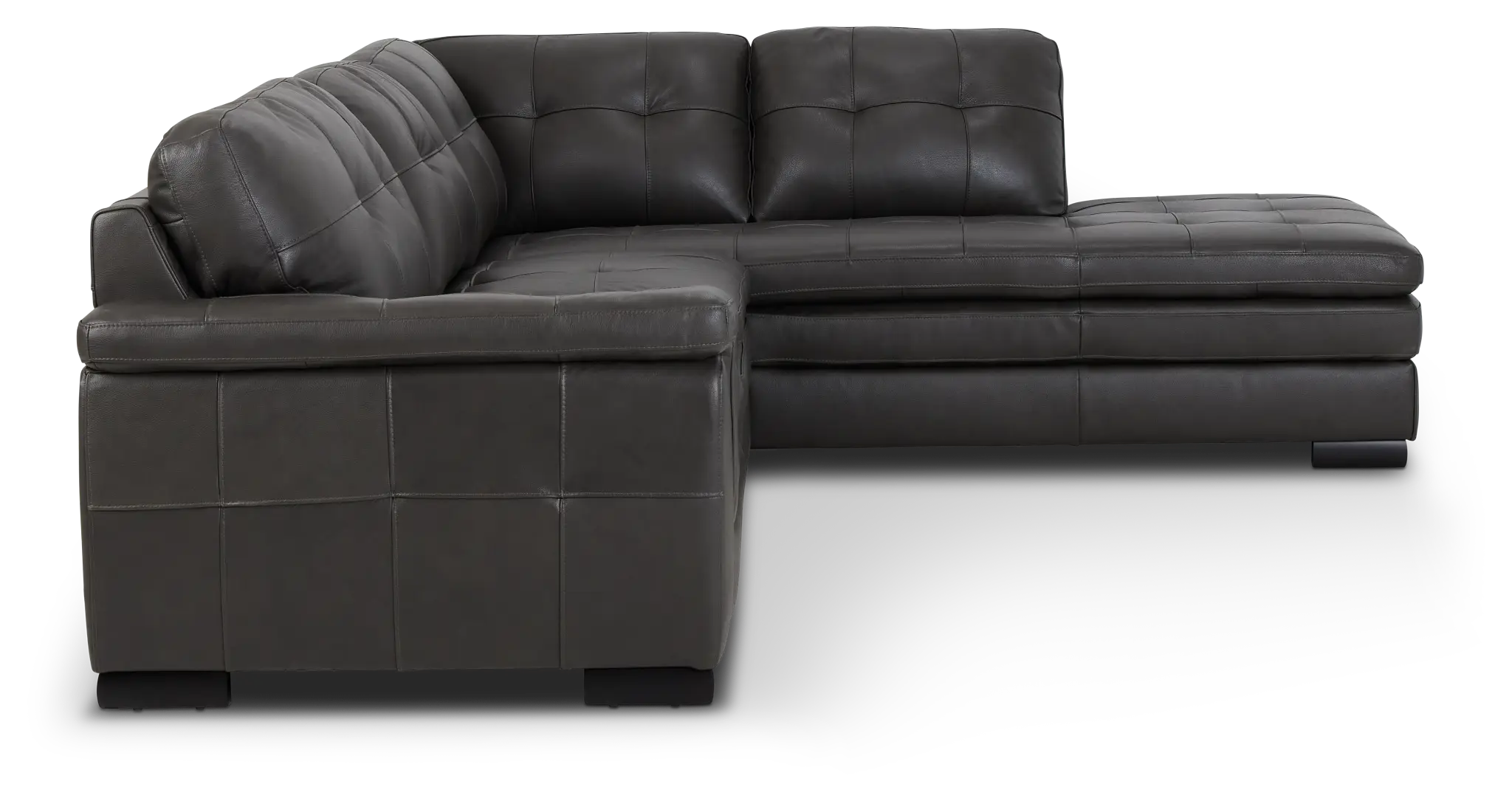Braden Dark Gray Leather Small Right Bumper Sectional Braden Dark Gray Leather Small Right Bumper Sectional