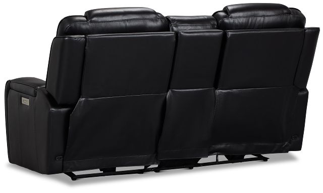 Eclipse Black Lthr/vinyl Power Reclining Console Loveseat W/ Massage