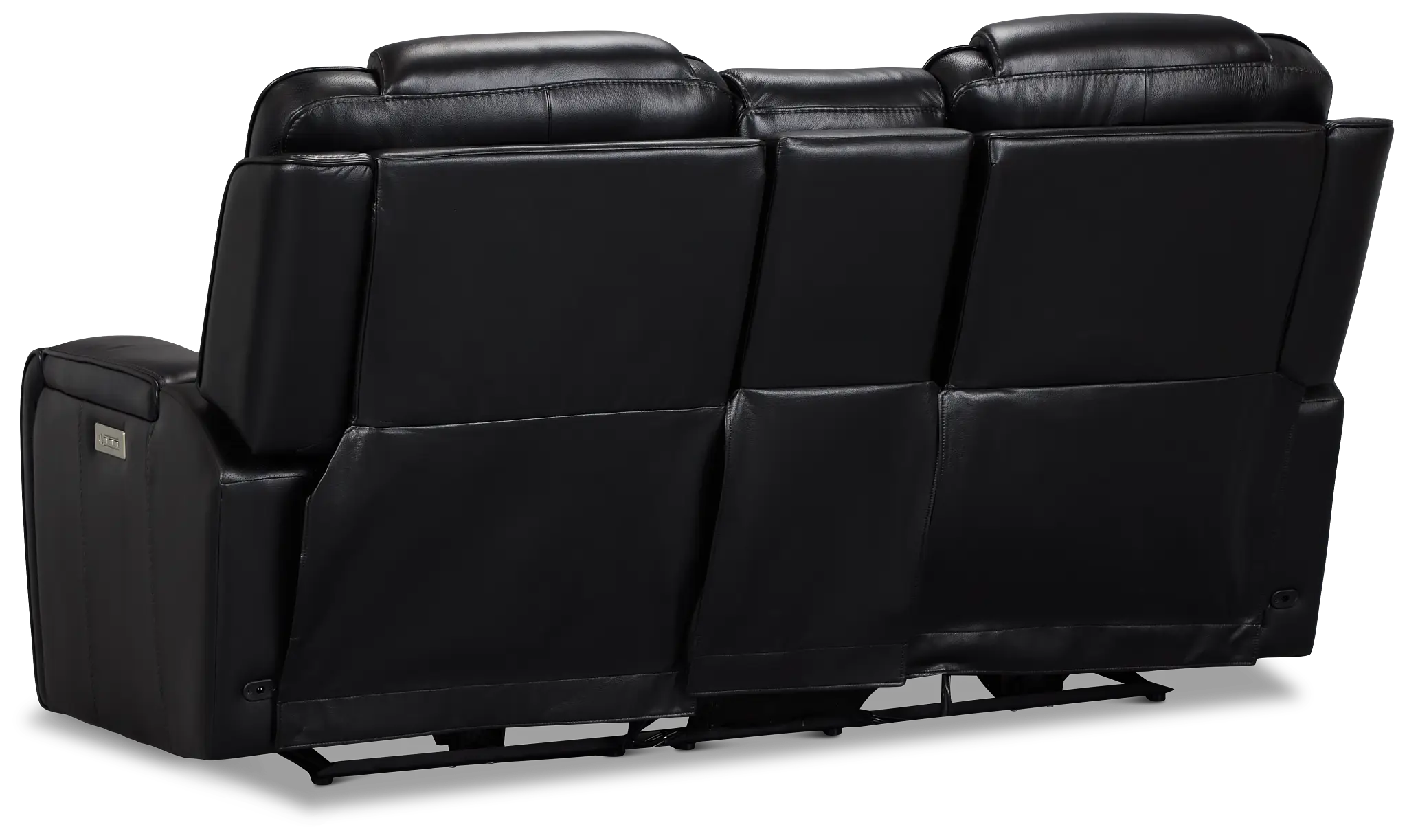 Eclipse Black Lthr/vinyl Power Reclining Console Loveseat W/ Massage Eclipse Black Lthr/vinyl Power Reclining Console Loveseat W/ Massage