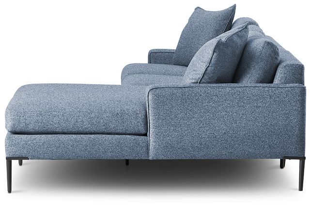 Morgan Blue Fabric Small Right Chaise Sectional W/ Metal Legs (1)