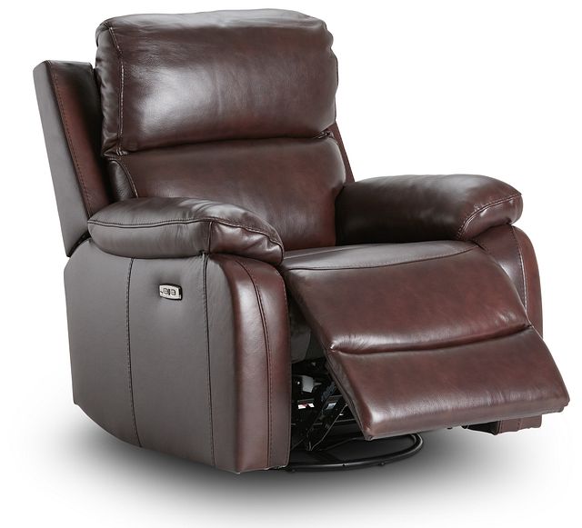 Mason Brown Leather Power Glider Recliner With Power Headrest